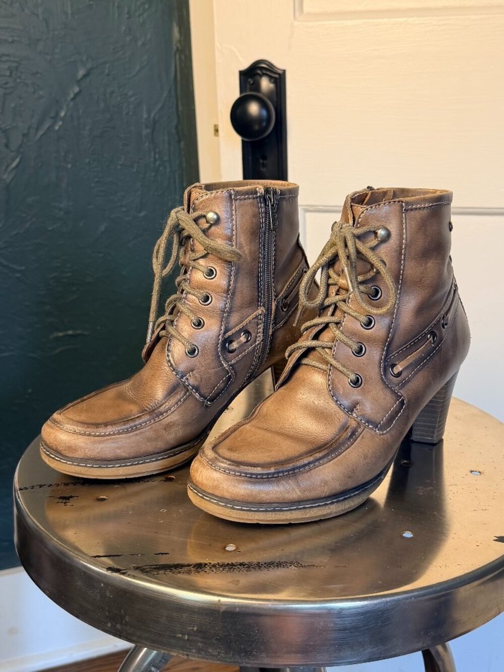 PIKOLINOS Brown Leather Lace-Up Heeled Ankle Boot | Size 8 | EU 38